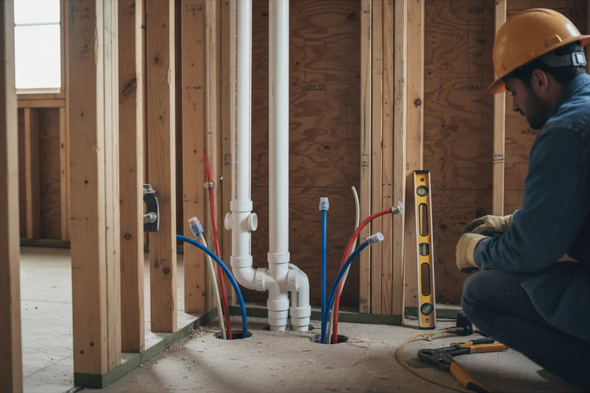 Drain and supply rough-in during Garbage Disposal Repair in Cheltenham